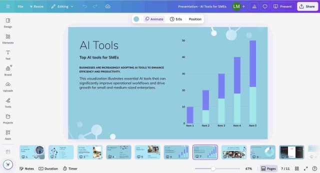 Canva presentation interface
