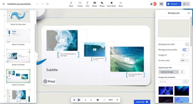 Prezi AI presentation interface