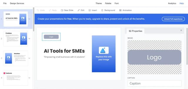 Slidebean presentation interface