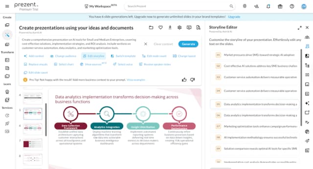 Prezent AI presentation interface